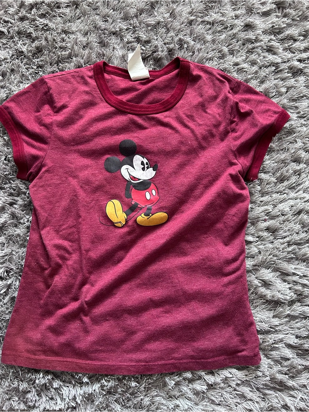 Disney Burgundy Mickey Mouse Short Sleeve Tee